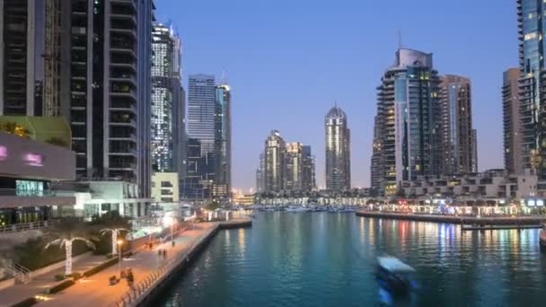 Hiperlapso Del Atardecer Dubai Marina Emiratos Árabes Unidos — Vídeo de stock