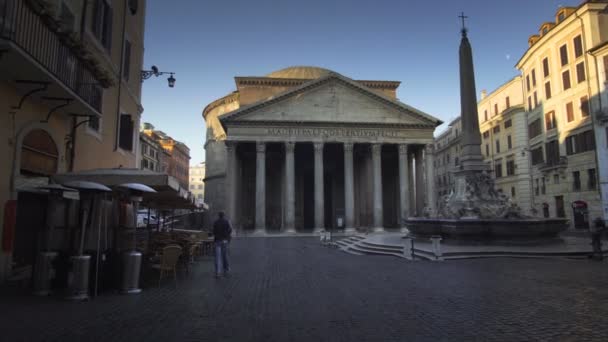 Pantheon Mattino Presto Roma Italia — Video Stock