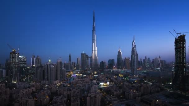 Gündoğumu Timelapse Downtown Dubai Birleşik Arap Emirlikleri — Stok video