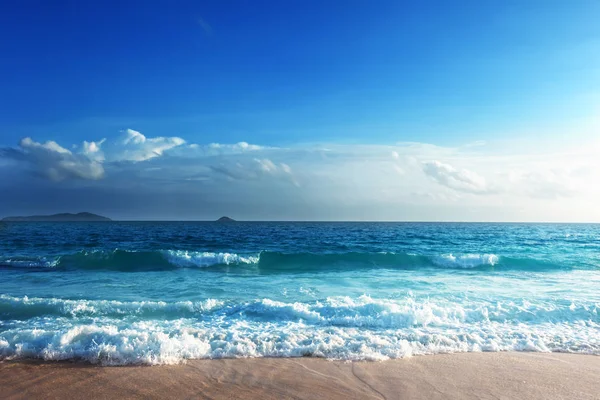 Solnedgång Seychellerna Beach — Stockfoto