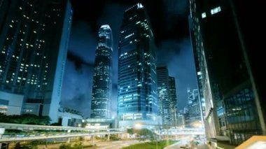 Hiper atlamalı, trafik Hong Kong günbatımı zamanı, ultra geniş lens