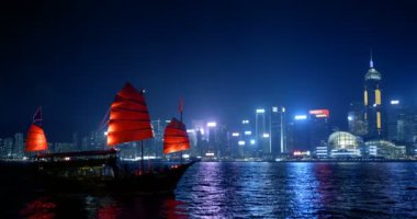 Geceleri Hong Kong, Victoria Limanı.