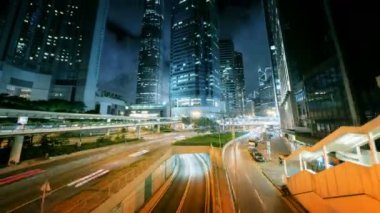 Hiper atlamalı, trafik Hong Kong günbatımı zamanı, ultra geniş lens