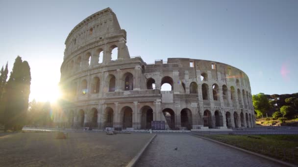 ローマのコロッセオとイタリアの朝の太陽 — ストック動画