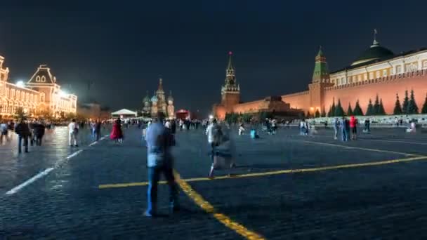 Hiper Lapso Nocturno Plaza Roja Moscú — Vídeo de stock