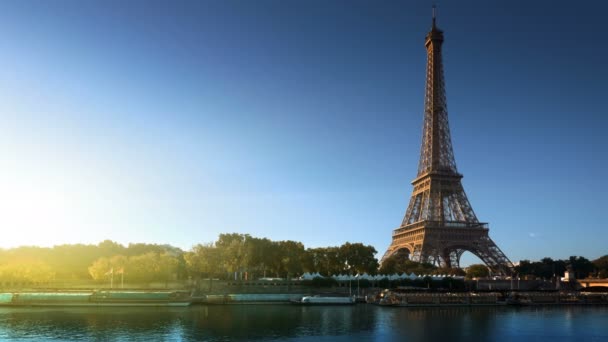 Seine Parijs Met Eiffeltoren Herfst — Stockvideo