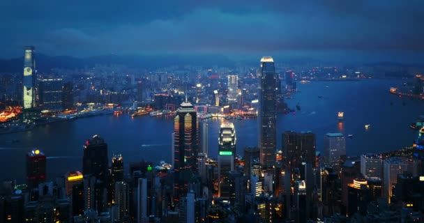 Ciudad Hong Kong Desde Pico Victoria China — Vídeo de stock