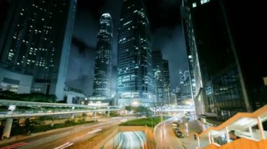 Hiper atlamalı, trafik Hong Kong günbatımı zamanı, ultra geniş lens
