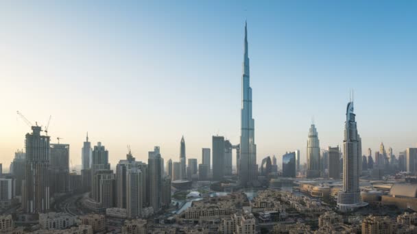 Timelapse Zonsopgang Centrum Van Dubai Verenigde Arabische Emiraten — Stockvideo