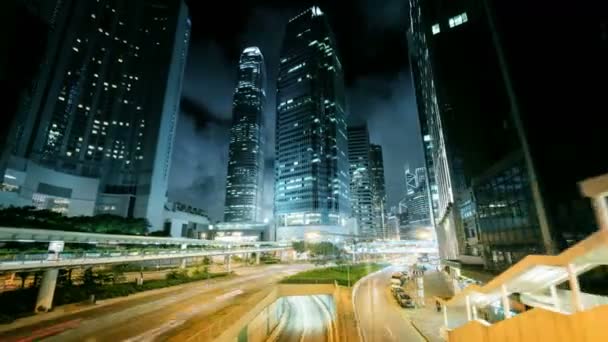 Hyper Vervallen Verkeer Hong Kong Zonsondergang Tijd Ultra Breed Lens — Stockvideo