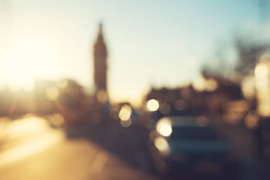 Westminster Bridge bokeh gün batımında, Londra, İngiltere