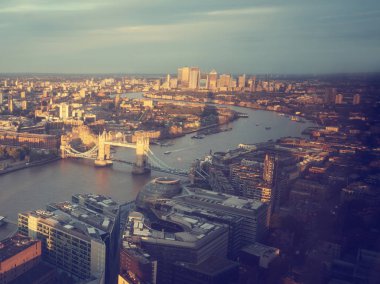 Tower Bridge, İngiltere ile Londra hava görüntüsü