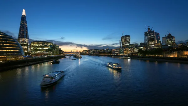 Solnedgång London Thames Från Tower Bridge Storbritannien — Stockfoto