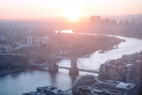 Napkelte London Légifelvételek Tower Bridge Egyesült Királyság — Stock Fotó