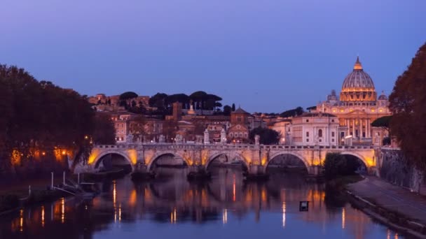 Hyper Lapse Peterskyrkan Sant Angelo Bridge Vatikanen Rom Italien — Stockvideo