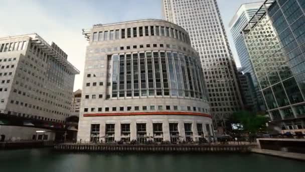 Edifícios Modernos London Canary Wharf Reino Unido — Vídeo de Stock