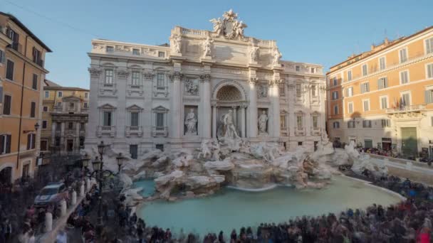 时间推移 日落时间 特雷维喷泉在罗马 意大利 — 图库视频影像