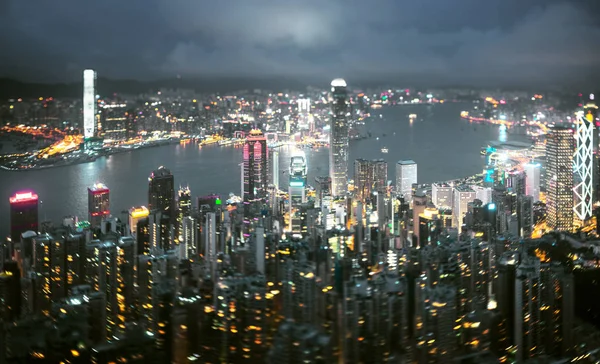 Hong Kong Victoria Peak Itilt Shift Phot — стоковое фото