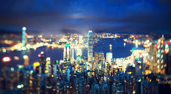 Χονγκ Κονγκ Από Victoria Peak Ltilt Shift Phot — Φωτογραφία Αρχείου