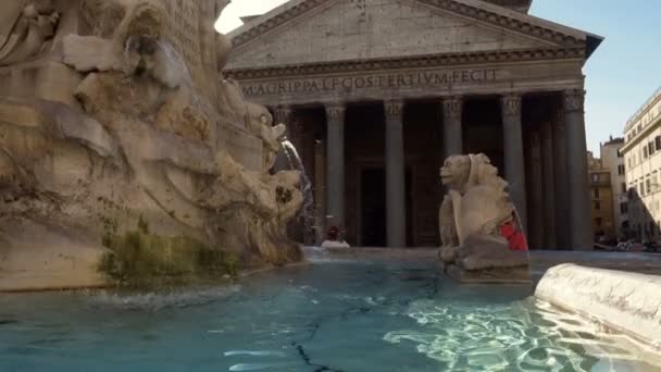 Fontein Het Pantheon Rome Italië — Stockvideo