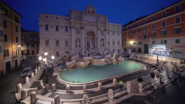 時間の経過 日の出時刻 ローマ イタリアのトレビの泉 — ストック動画