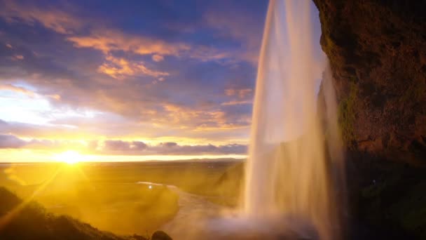Upływ Czasu Wodospad Seljalandsfoss Islandia — Wideo stockowe