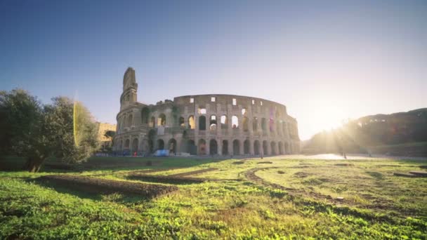 Coliseo Roma Sol Mañana Italia — Vídeo de stock