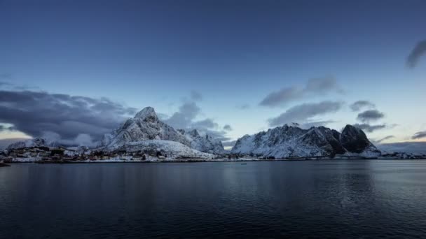 Ανατολή Του Ηλίου Στο Reine Village Timelapse Νησιά Lofoten Της — Αρχείο Βίντεο