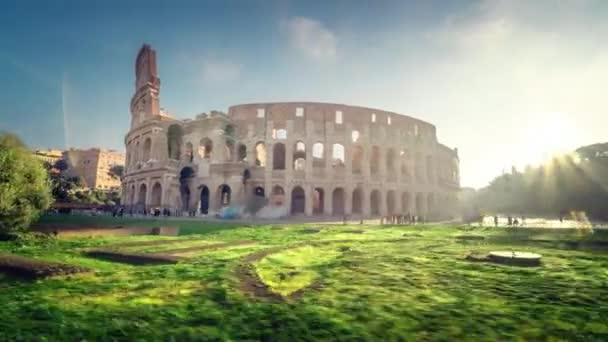 Hyper Zanikla Koloseum Constantine Oblouk Při Východu Slunce Římě Itálie — Stock video