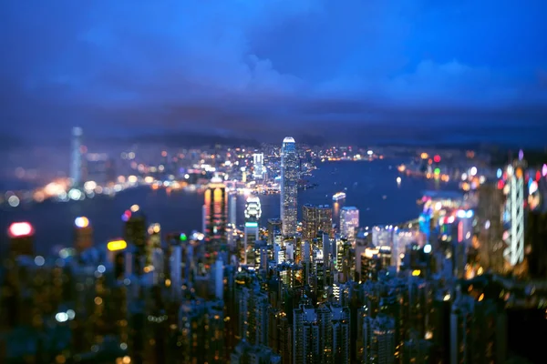 Hong Kong Dan Victoria Peak Ltilt Shift Fotoğraf — Stok fotoğraf