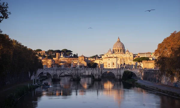 Tibre Basilique Saint Pierre Vatican Heure Lever Soleil — Photo