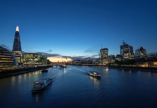 Atardecer Londres Río Támesis Desde Tower Bridge Reino Unido — Foto de Stock