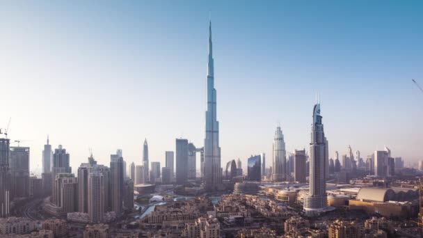 Východ slunce timelapse, downtown Dubai, Spojené arabské emiráty — Stock video