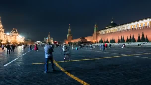 Night hyper lapse of Red Square, Moscow — Stock Video