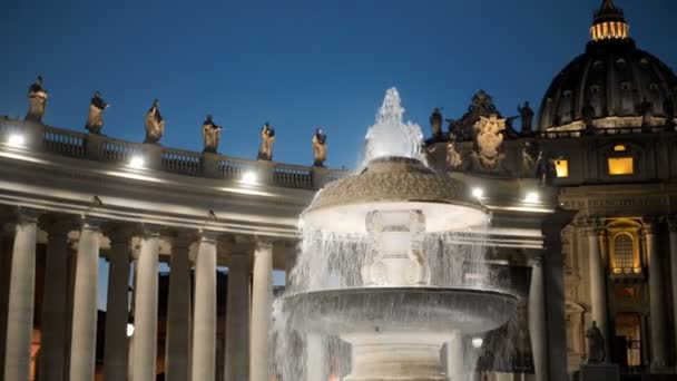Fontána, náměstí svatého Peterse, Vatikánské město — Stock video