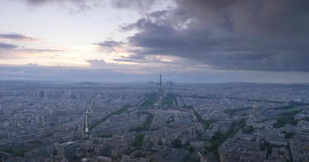 Paris from high point and tower of Eifel, France — Stock Video