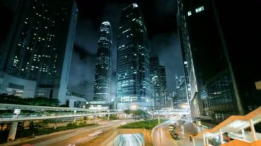 Hiper atlamalı, trafik Hong Kong günbatımı zamanı, ultra geniş lens