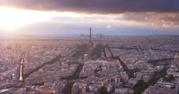 Paris from high point and tower of Eifel, France — Stock Video
