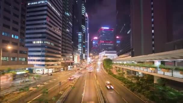 Hyper vervallen, verkeer in Hong Kong op zonsondergang tijd, ultra breed lens — Stockvideo
