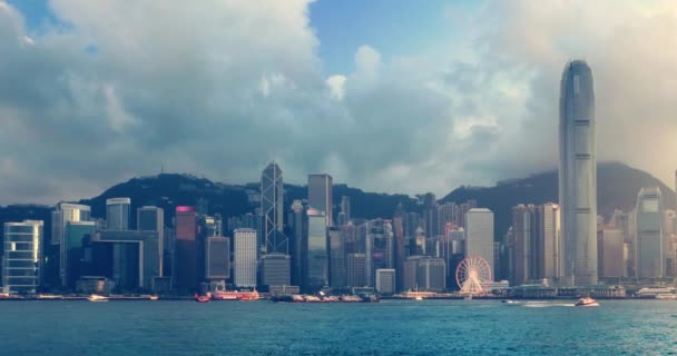 Hong Kong gün batımı zamanı, Çin — Stok video