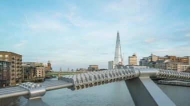 gün batımının hiper atlamalı, Millennium köprüsünden Londra silueti, İngiltere