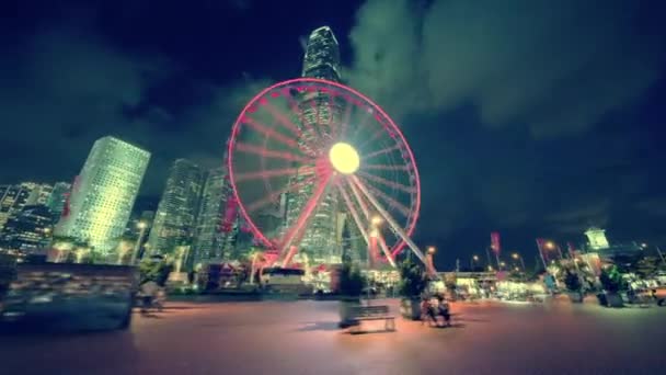 Hiper-lapso, Roda de Observação, Hong Kong — Vídeo de Stock