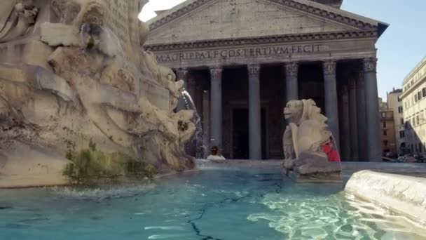 イタリア、ローマの早朝のパンテオン — ストック動画
