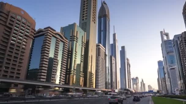 Hyperlapse, Dubai Sheikh Zayed road, Birleşik Arap Emirlikleri — Stok video