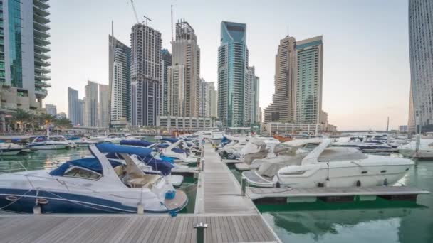 Idő telik el naplemente, Dubai Marina, UAE — Stock videók