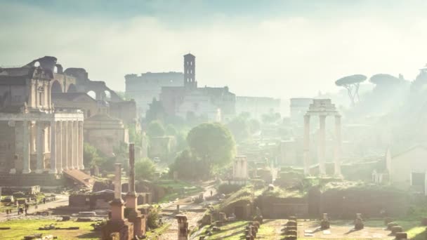 Time lapse of mist, Foro Romano en Roma, Italia — Vídeos de Stock