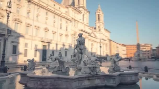 Hyper lapse, fontän på Piazza Navona, Rom. Italien — Stockvideo