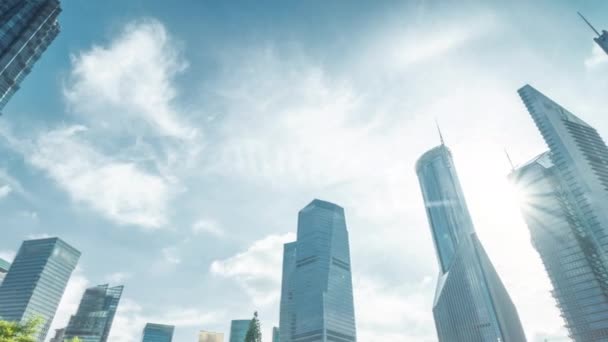 Гіпер проміжок, skyscrapes, парк в луїазуиї фінансовий центр, Шанхай, Китай — стокове відео