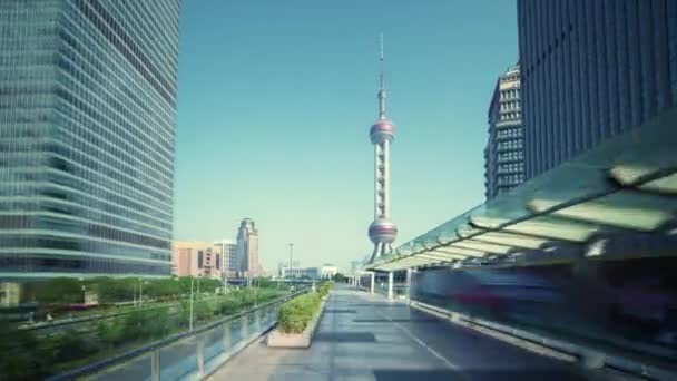 Hyper lapse, Pudong finanční okres Šanghaj, Čína — Stock video