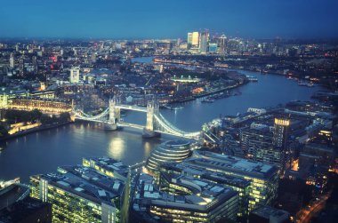 Tower Bridge, İngiltere ile Londra hava görüntüsü